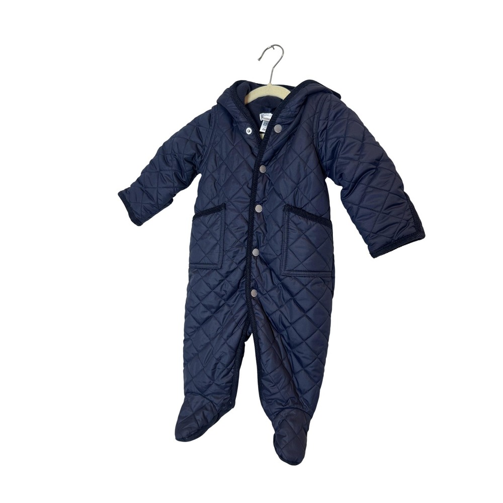 Ralph Lauren Snowsuit Baby Boys 3-6 Months Blue Quilted Hooded Footed Bunting